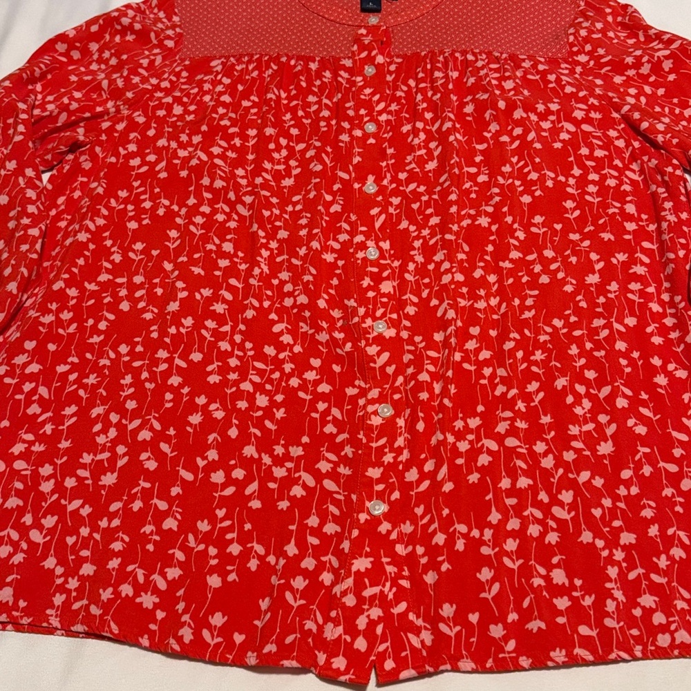 Women’s Lands' End Red Patterned Blouse - Picture 5 of 5